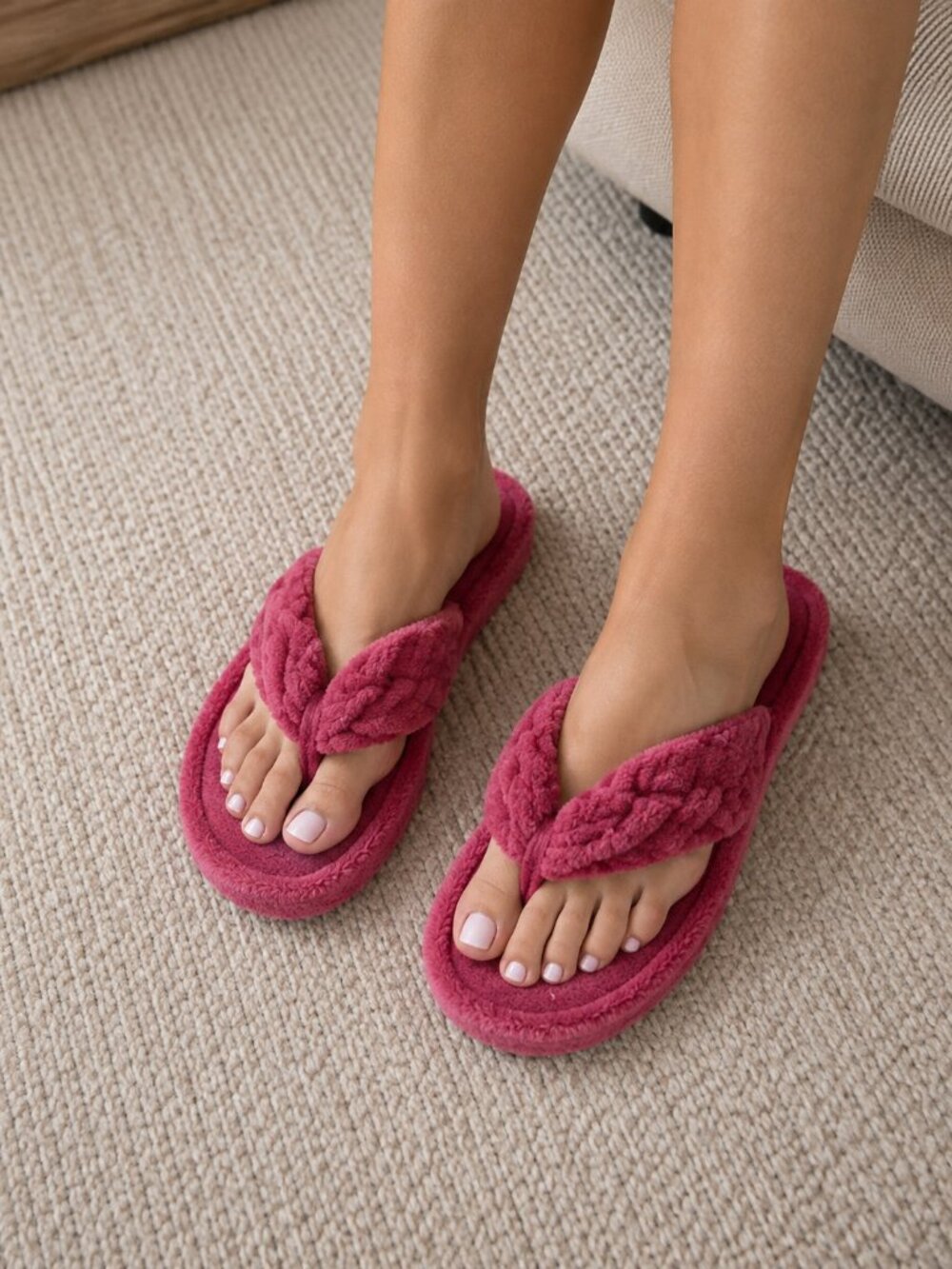 MERENCE Memory Foam Slippers Burgundy Women’s 11-12 Cozy House Shoes